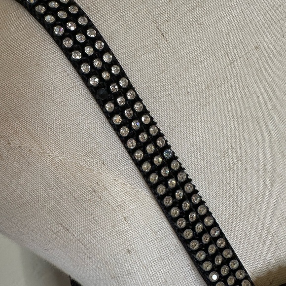 Vintage short black fringe dress with crystals on shoulder straps size 2-4 - Picture 5 of 10